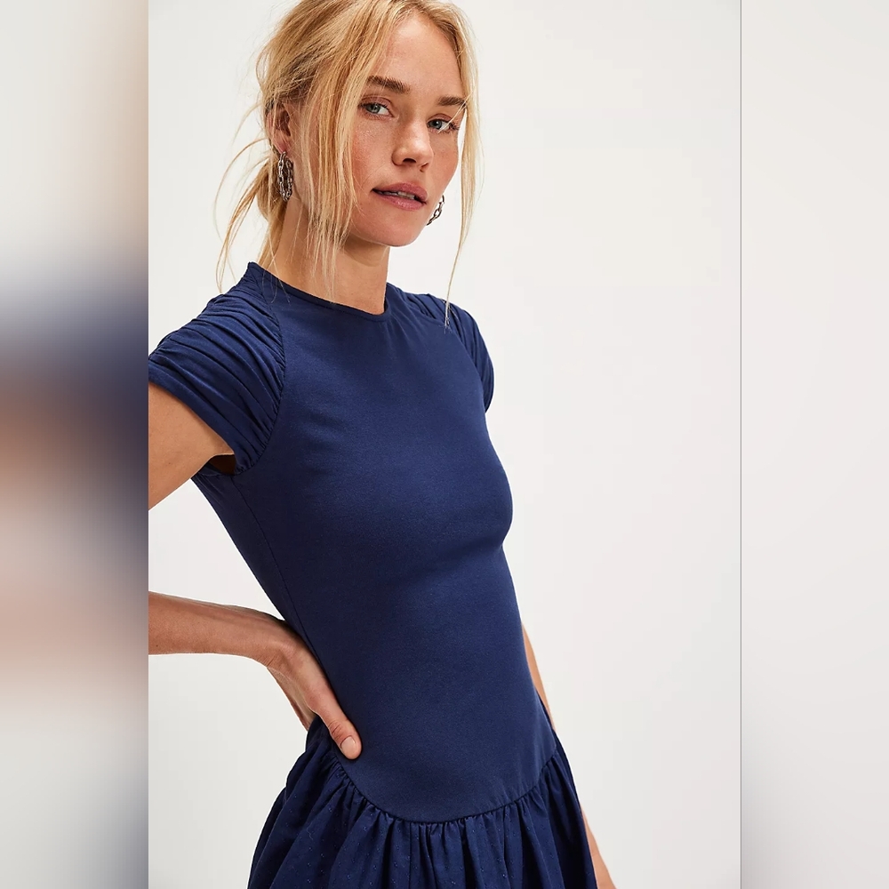 Free People Afternoon Elegance Midi Dress In Indigo Pura - Picture 3 of 11